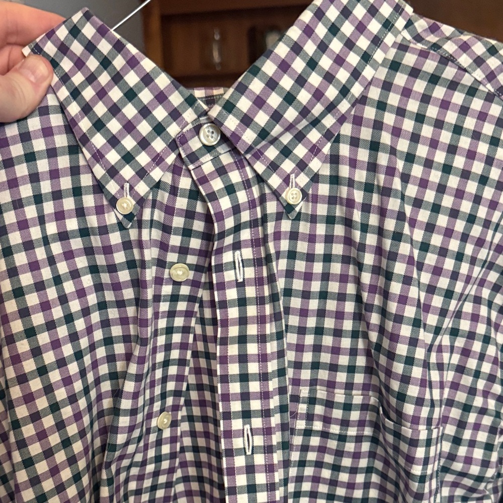 Brooks Brothers Purple and White Checkered Shirt